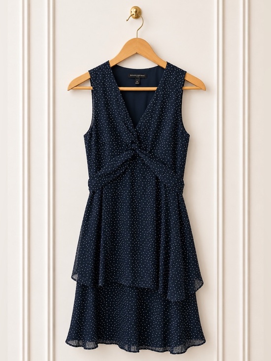 Banana Republic Dresses & Skirts - Banana Republic Navy Polka Dot Dress Size 0P Petite Sleeveless Dress